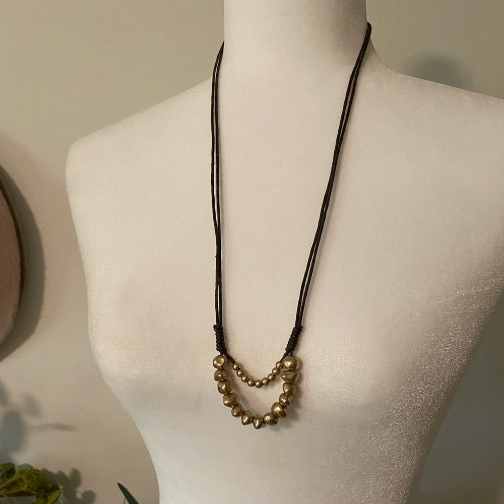 Lucky Brand Leather/Gold Necklace